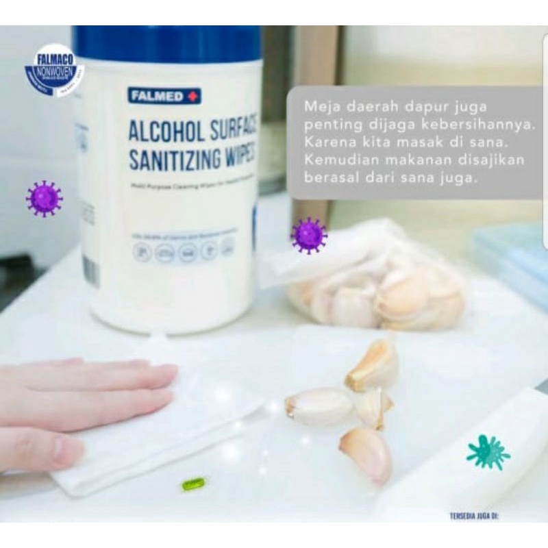 Tisu Alcohol 75% Isi 90 Lembar Alcohol Surface Sanitizing Wipes Tisu Basah Alcohol Wipes