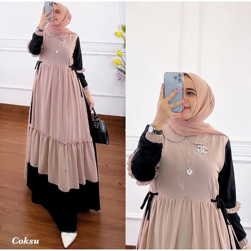 ORI R.A - Prianka Maxy Gamis Muslim Wanita Modern Dress Maxi Gaun Kondangan Matt Ceruty Premium