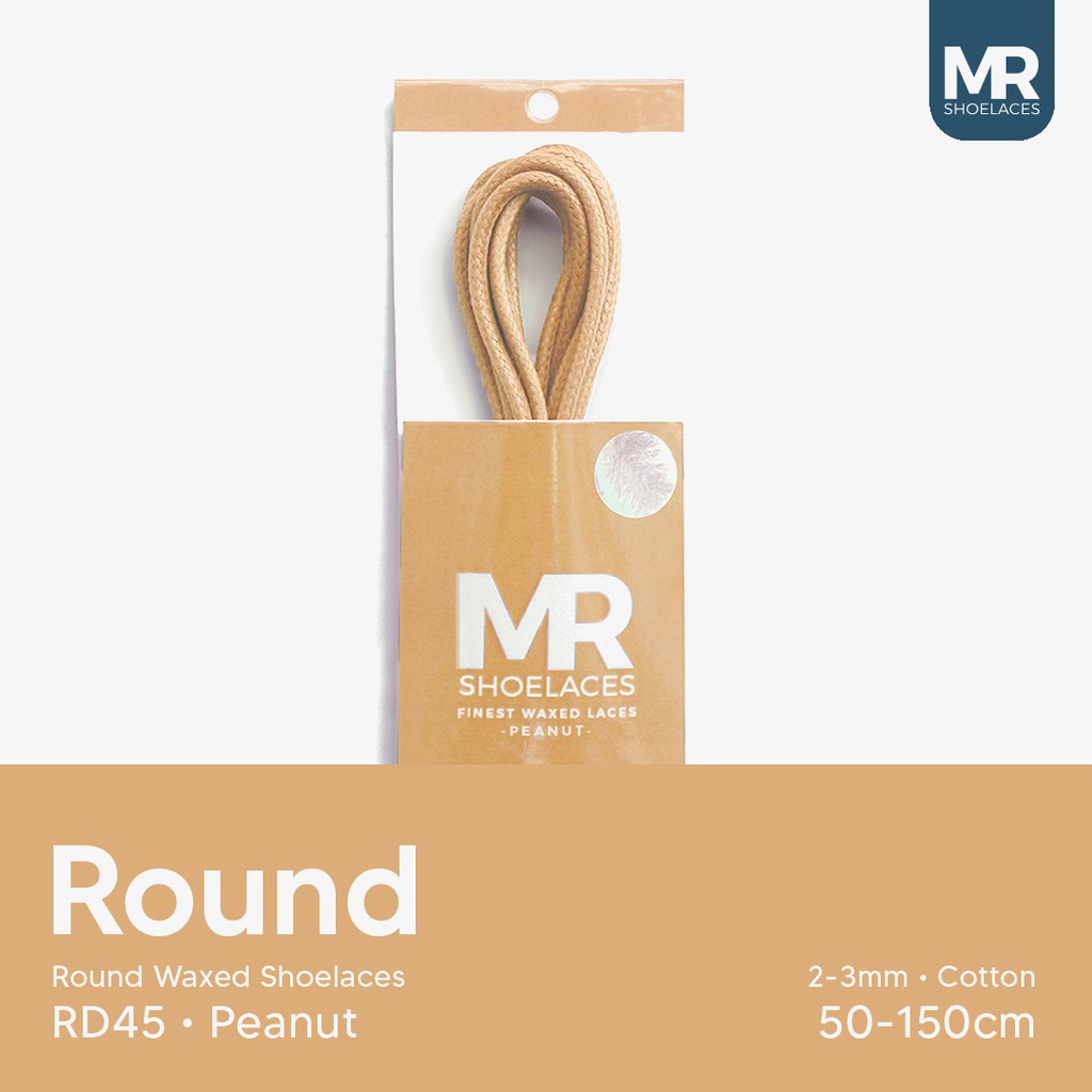 MR Shoelaces RD45 Peanut (Kacang) Tali Sepatu Lilin 2-3mm Bulat Round 50cm 60cm 70cm 80cm 90cm 100cm 120cm 150cm (Waxed Laces) - Premium Shoelace