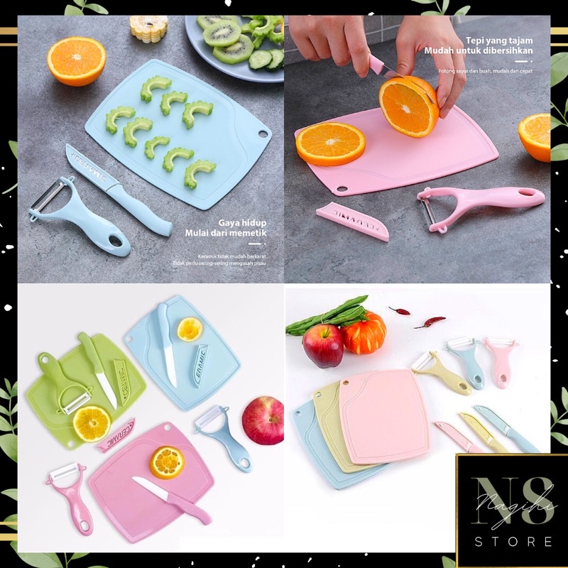 ✨NAGIHI✨ PISAU SET KERAMIK 3IN1 TALENAN PEELER BUAH ceramic fruit Knife Alat Dapur Kupas Sayur Kitchen