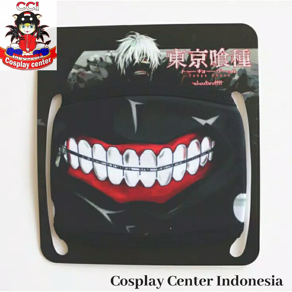 [Bisa COD] Masker Kaneki Zipper (Resleting) Impor Bahan Katun Cosplay/Topeng Tokyo Ghoul