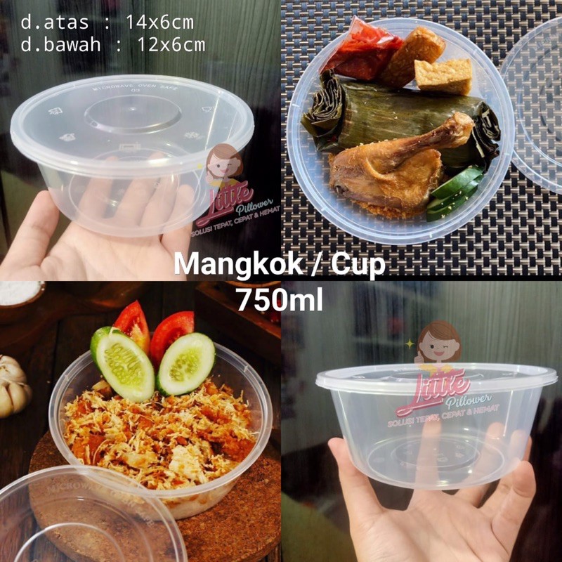 (ISI 25Pcs - MANGKOK CUP750ML) Cup plastik thinwall 750ml/ Kotak Makan Plastik/ mangkok plastik