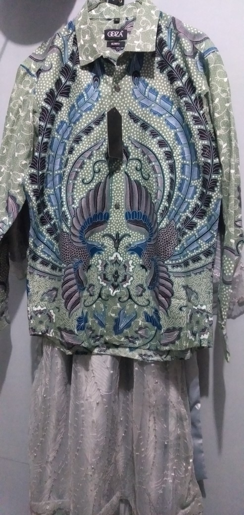 Odza Kemeja Batik Atasan Slim Fit Lengan Panjang Modern Baju Hem Sogan Depada