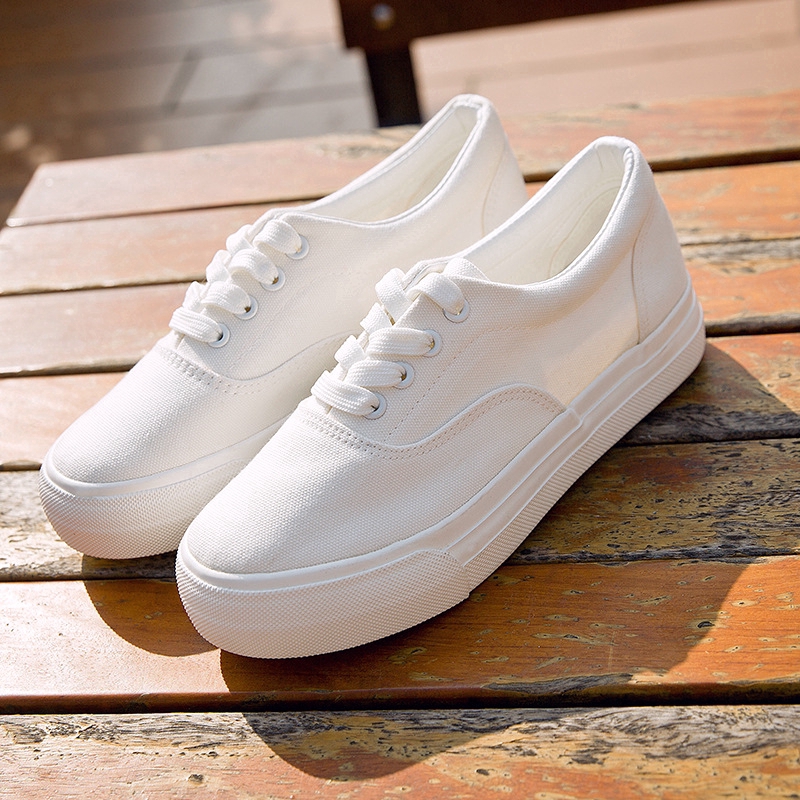 Sepatu Sneakers Korea Bahan Kanvas Warna Putih Ukuran Sepatu Sneakers Korea Bahan Kanvas Warna Putih Ukuran