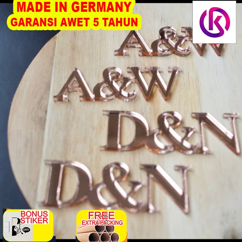 

Terlaris Custom Acrylic Hampers Tag Inisial Mirror 5cm - rosegold mirror