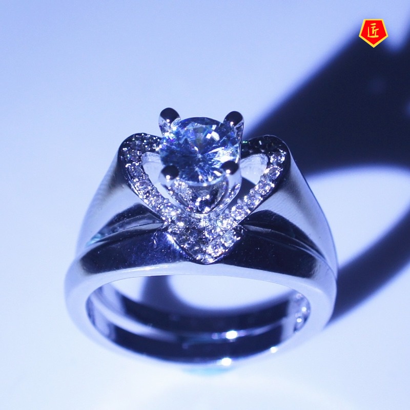 [Ready Stock]Creative Heart-Shaped Diamond Ring Female Fashion Personality