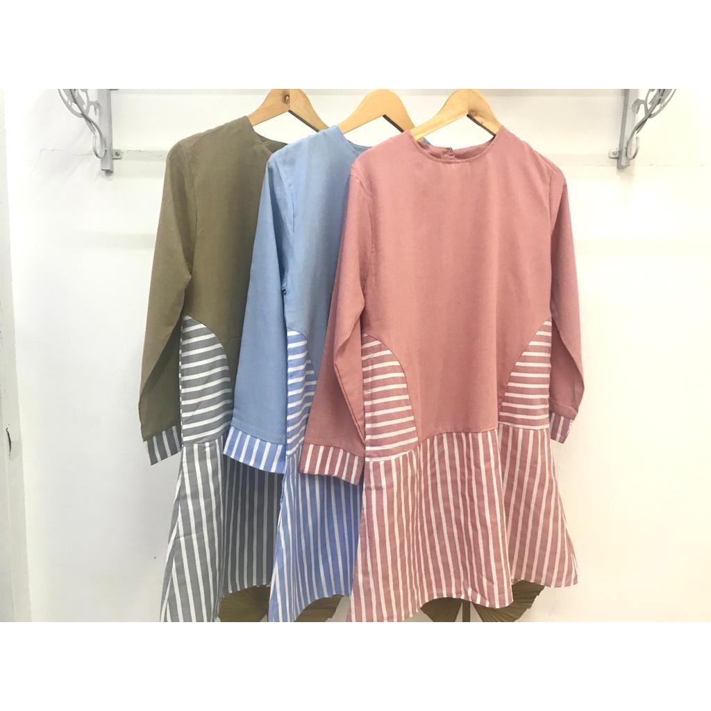 Tunik tunik polos murah atasan murah tunik katun polos salur