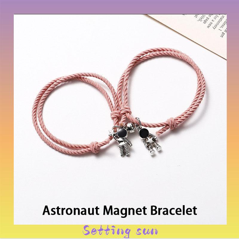 1 Pasang Korea Lucu Astronot Magnetik Atraksi Beberapa Gelang Rambut Cincin Pacar Anyaman Tali Tangan TN