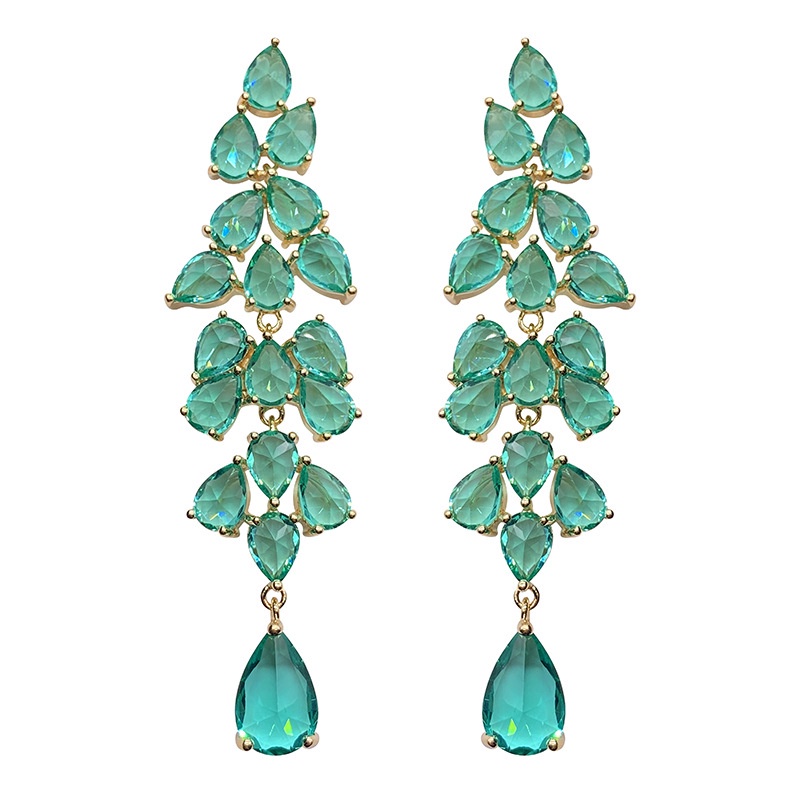 Fashion Elegant and Personalized Green Diamond Leaf Earrings