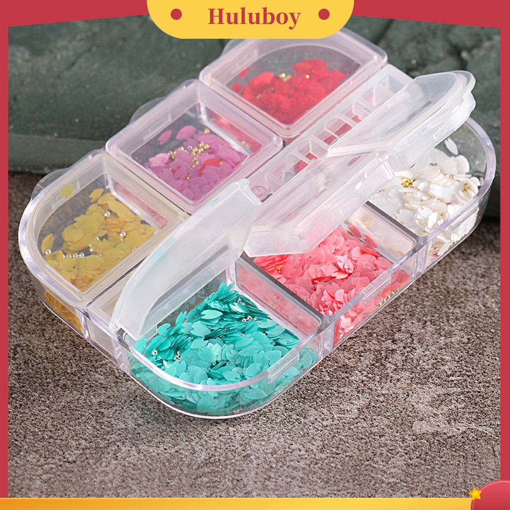 Huluboy Huluboy♡ 1 Kotak Daun Bunga Sakura Bahan Resin Tahan Air Untuk Dekorasi Nail Art