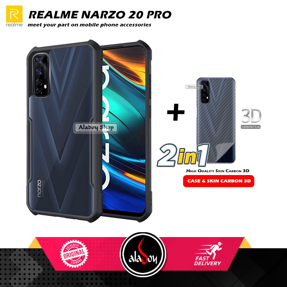 Case REALME NARZO 20 PRO Armor Fusion Transparent Casing Free Skin Carbon 3D