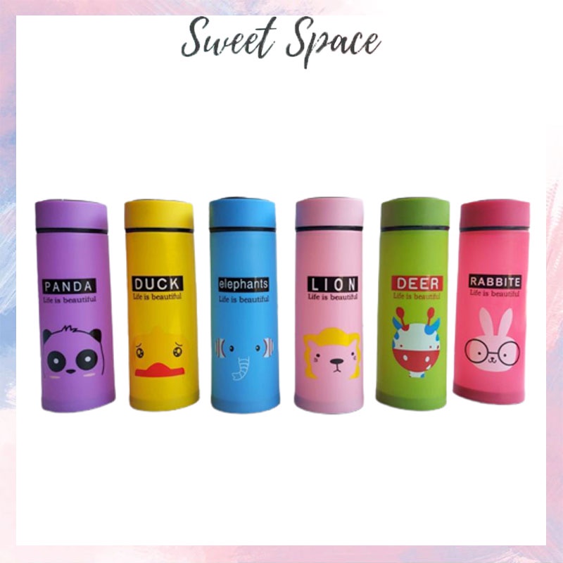 BOTOL MINUM TUMBLER KACA 400ML KARAKTER ANIMAL [SWEETSPACE]