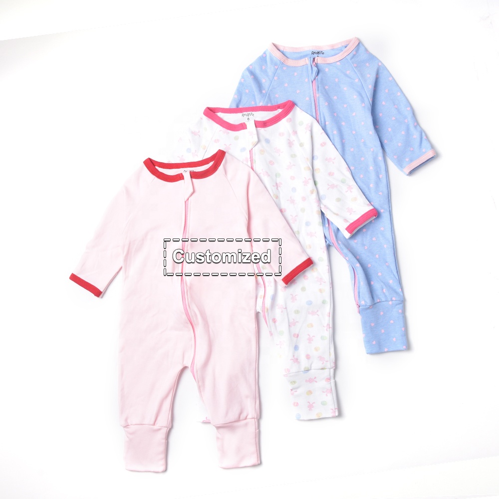 3 Pcs Premium Sleepsuit Bayi Perempuan Import - Resleting Buka Tutup P068