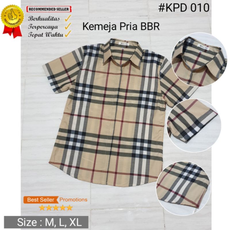 Kemeja Pria New Pendek Burberry Cream J9L3 Hampers Lebaran Terlaris Model Terbaru Kualitas Premium F