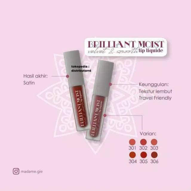 ☃Cutezz_Ching1☃Madame Gie Brilliant Moist Velvet &amp; Smooth Lip Liquide 4g - Lip Cream Brilliant