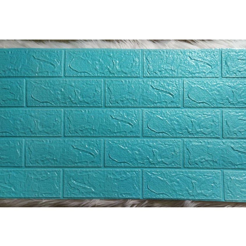 Wallpaper Dinding Foam 3D Kecil Motif Batu Bata / Wallpaper Dinding Foam GM509 / 521 [1KG=26PCS]-TOSCA