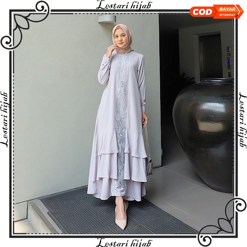 Baju Gamis Perempuan Wanita Muslimah Dewasa Terbaru Dress Lebaran Kondangan Ibu Ibu Pengajian