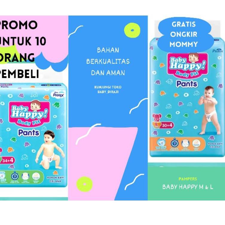 9.9 Year Sale Pampers Baby Happy M 34+4/ L 30+4 - Pampers Baby Happy 