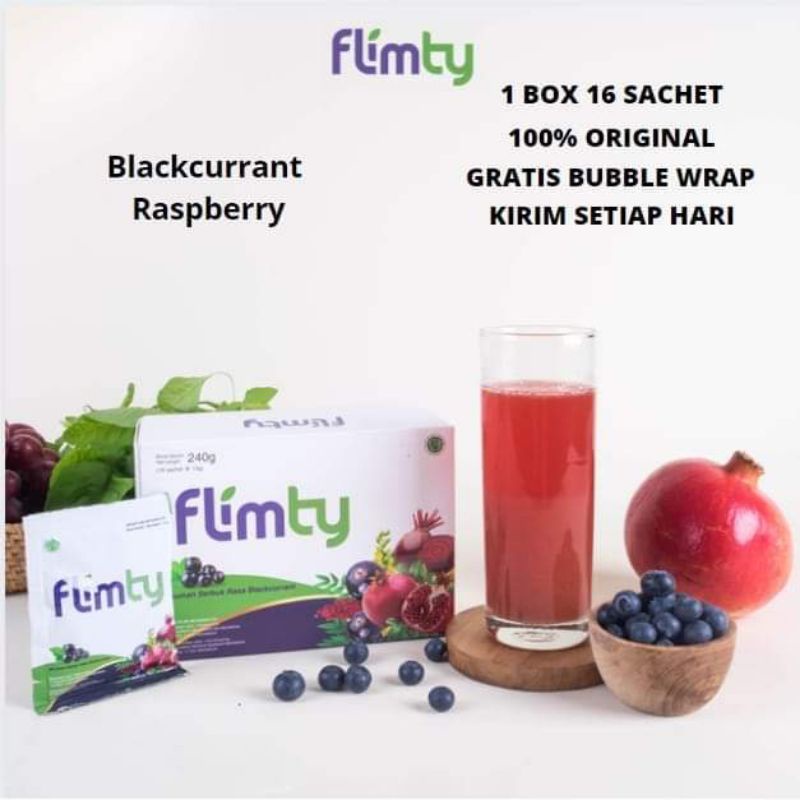 

Flimty Fiber | Detox | Antidioksidan Rasa Blackcurrant/Raspberry - 1 Box isi 16 sachet