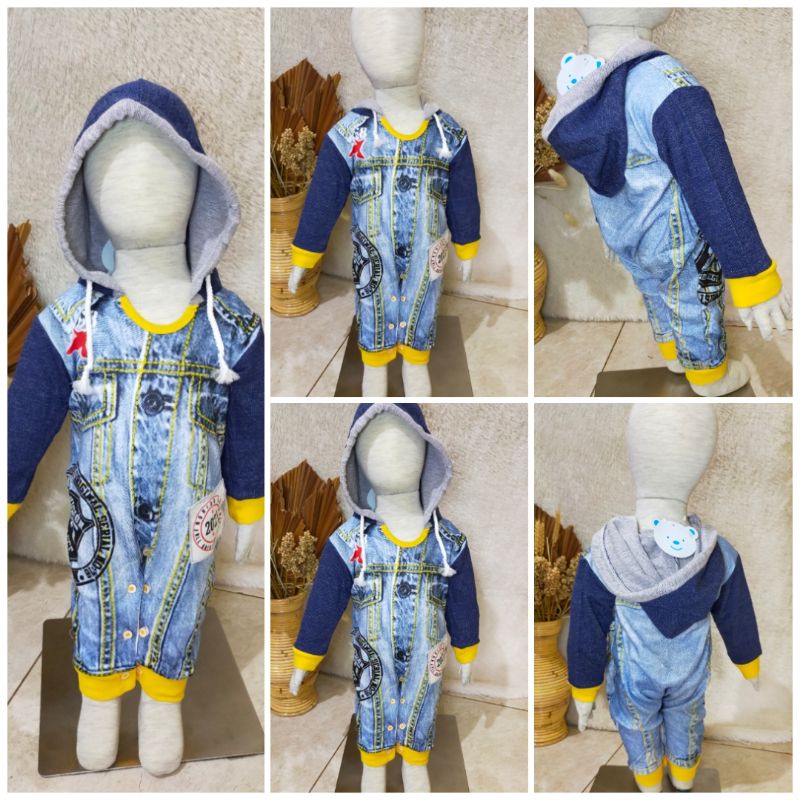 Jumper Panjang Bayi Size 3-12 bulan dilengkapi Hondie Bahan cotton