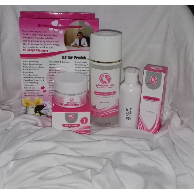 PAKET FLEK LENGKAP (BRIGHTENING) 1 BPOM DRW SKINCARE 100% ORI (COD) free pouch