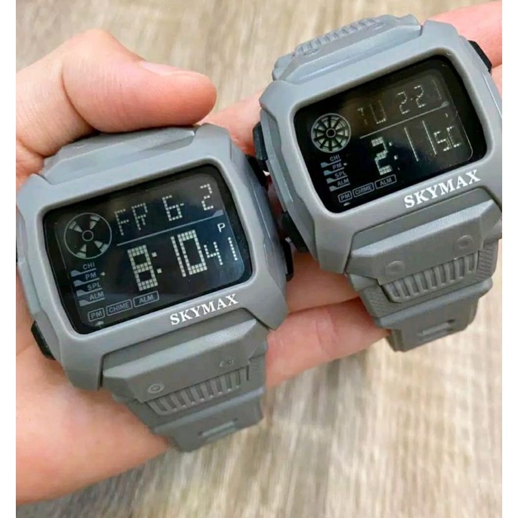 Jam Tangan Skymax Couple Pria Wanita Satuan Set Modal Kotak Anti Air Ori Bisa COD