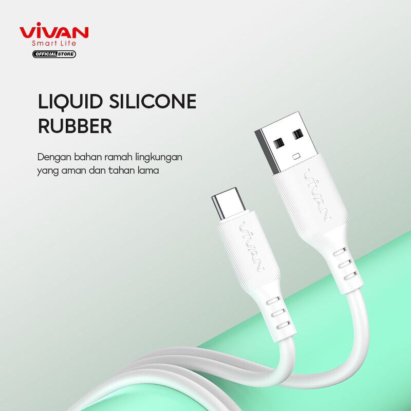 VIVAN VSC100 Kabel Data Type C 3A Silicone Full SR Coverage Quick Charge Garansi 1 Tahun