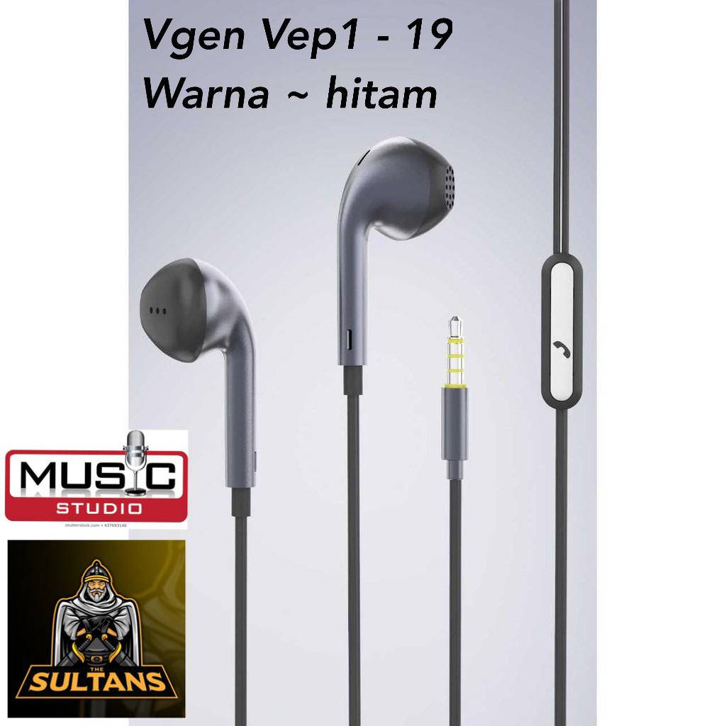 minigo ~ Earphone VGeN VEP1-19 Wired Handsfree Headset Stereo Sound V-GeN VEP1 19 Earphones macaron mettalic colour mega bass ORIGINAL GARANSI RESMI VGEN