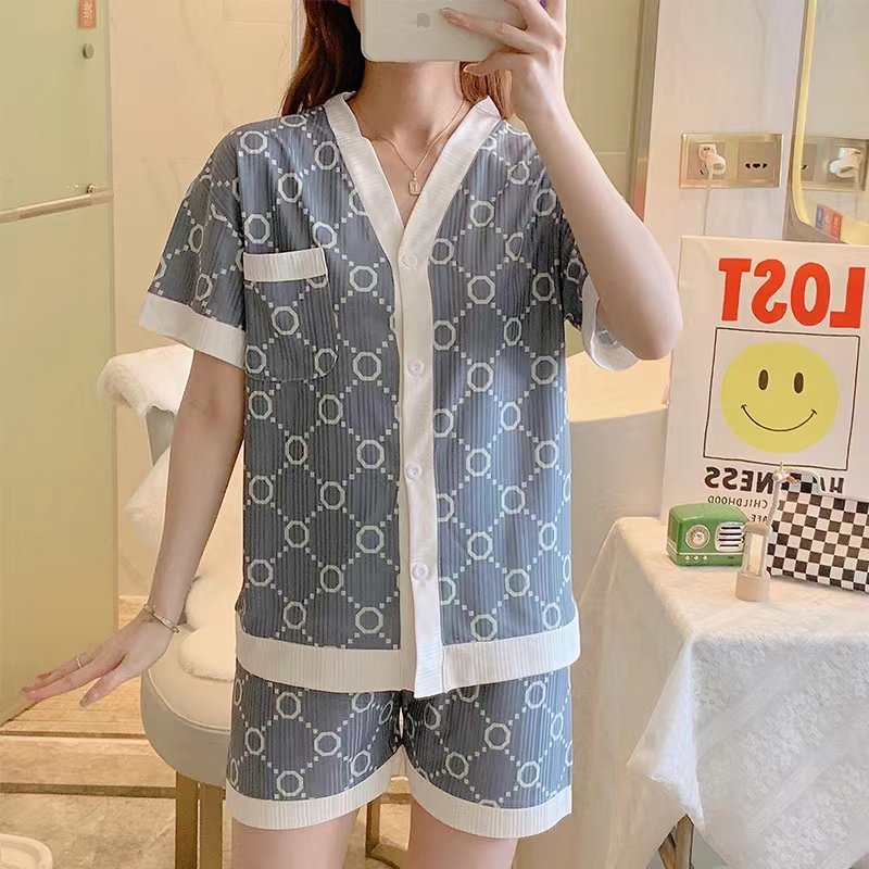 Baru Gaya Korea Piyama/Atas Lengan Pendek + Celana Pendek Homewear Set