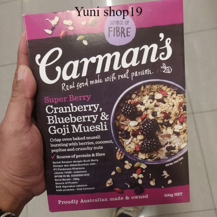 

cereal carman cranberry bluebery goji muesli 500gr