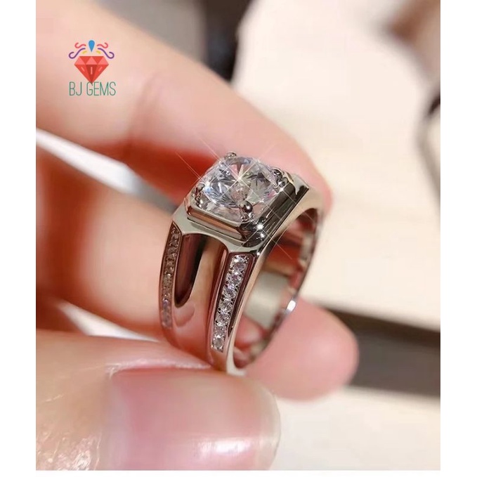 Cincin Moissanite Perak Pria ORIGINAL