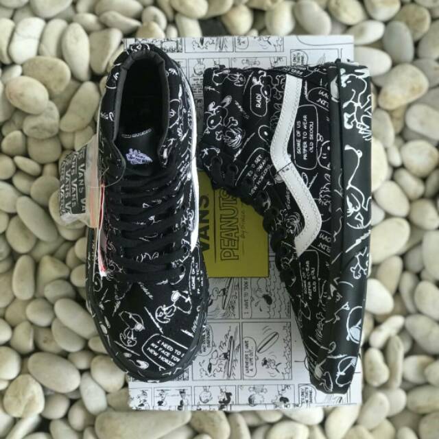 Sepatu Vans SK8 High Premium Snoopy Peanuts Black