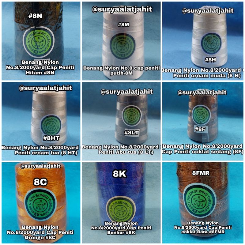 Benang Nylon No.8/2000Y Cap Peniti =rp.59.750/Rol