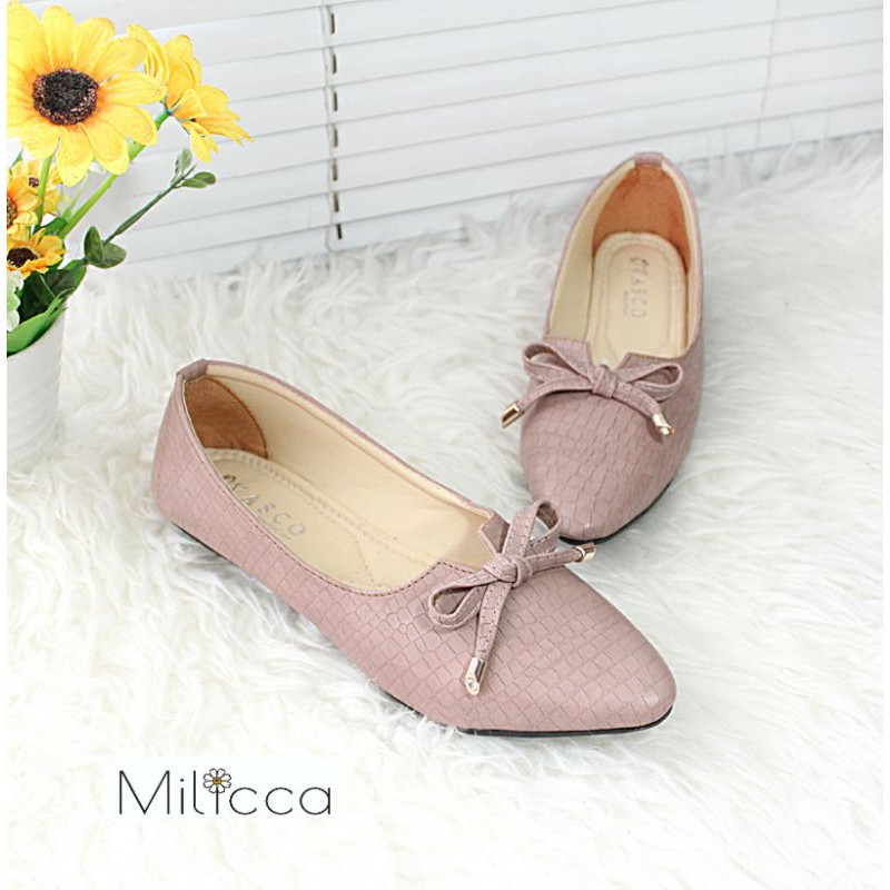 Milicca Clorita Sepatu Flat wanita Flat Shoes Sol Karet