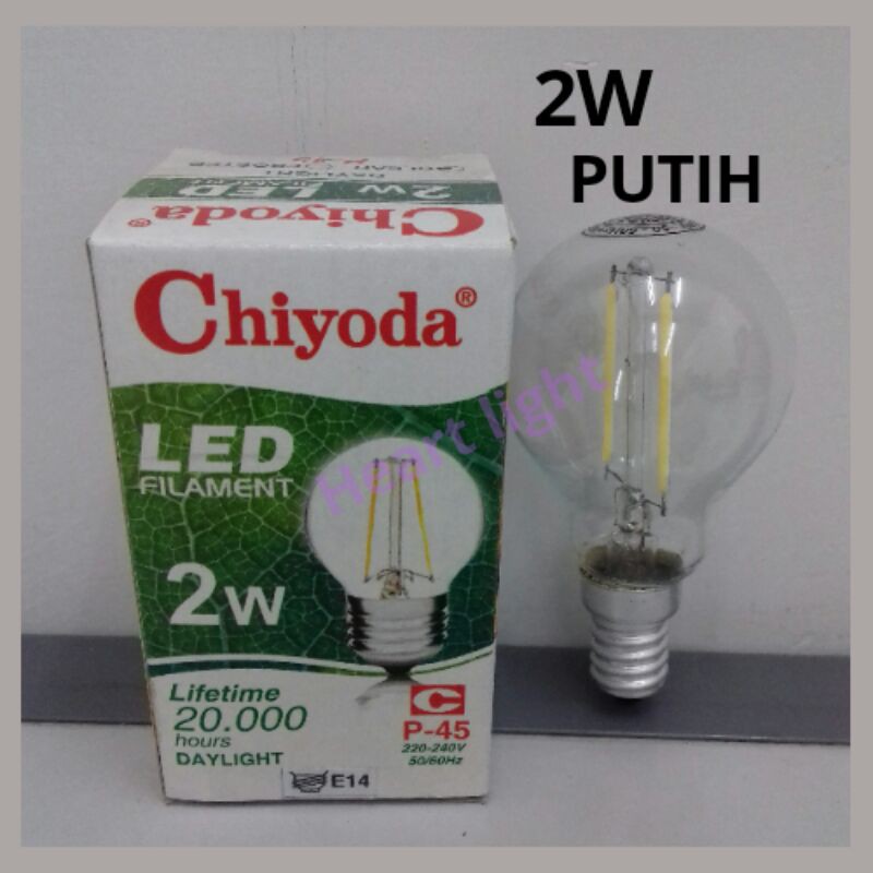 lampu LED FILAMENT 2W PUTIH DAYLIGHT CLEAR e14 chiyoda p-45/pijar led 2w putih e14