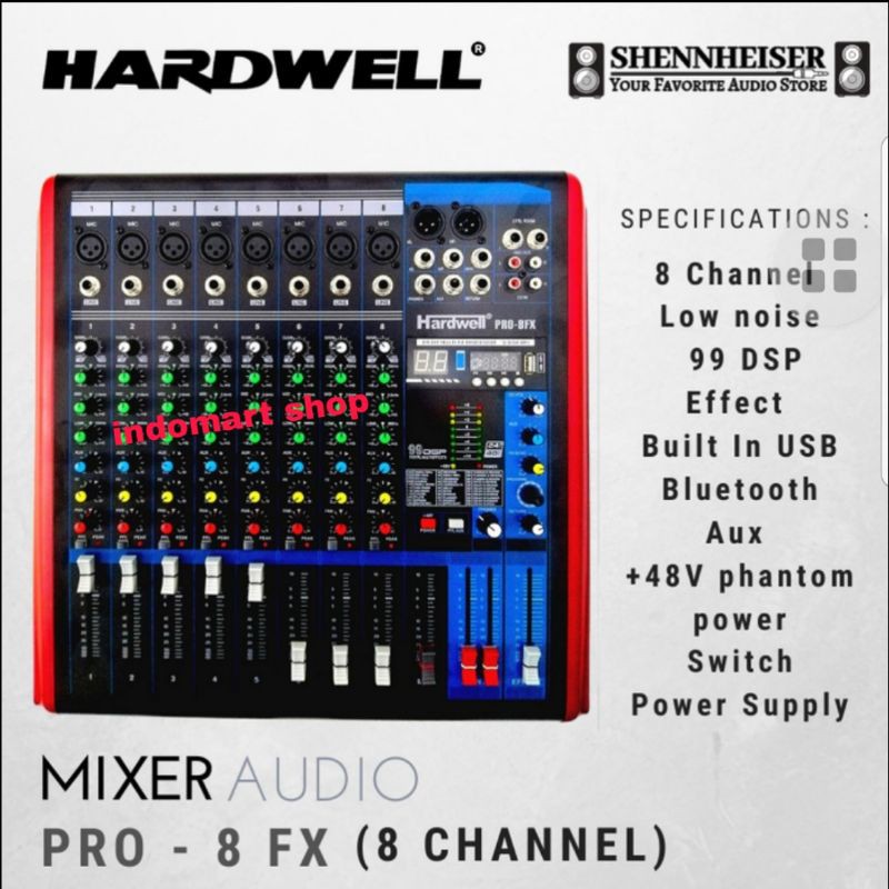 Mixer Audio HARDWELL 8 Channel pro 8 fx ( ORIGINAL )