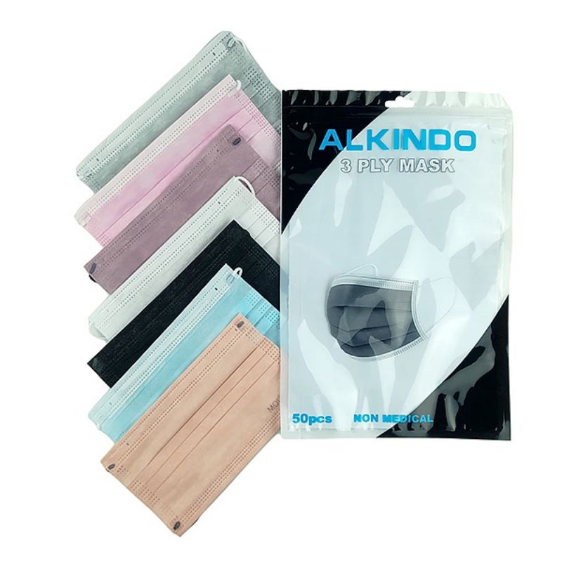 MASKER CANTOL EARLOOP 50PCS 3PLY ALKINDO MOUSON|MASKER HIJAB HEADLOOP ALKINDO 50PCS