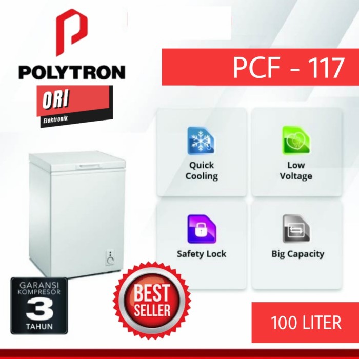 (SUSE) POLYTRON CHEST FREEZER /FREESER BOX 100L PCF-117 (SBY-SDA-GRESIK ONLY)