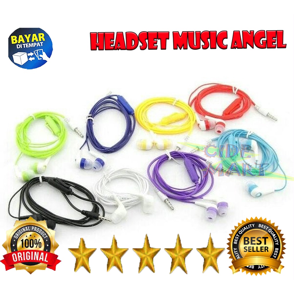 Handsfree Headset Music Angel Macaron Mate Color Hifi Extra Bass Earphone