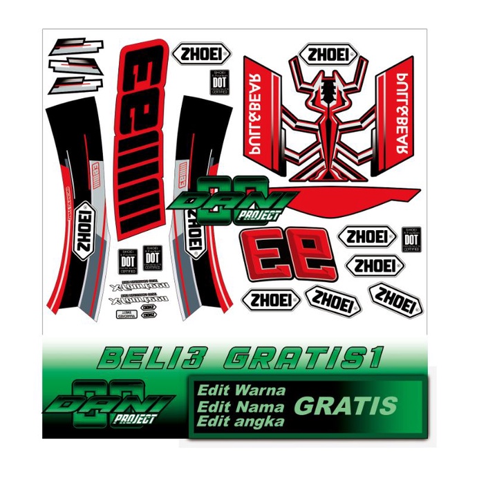 water decal helm Shoei motif black consept(BUKAN STIKER)