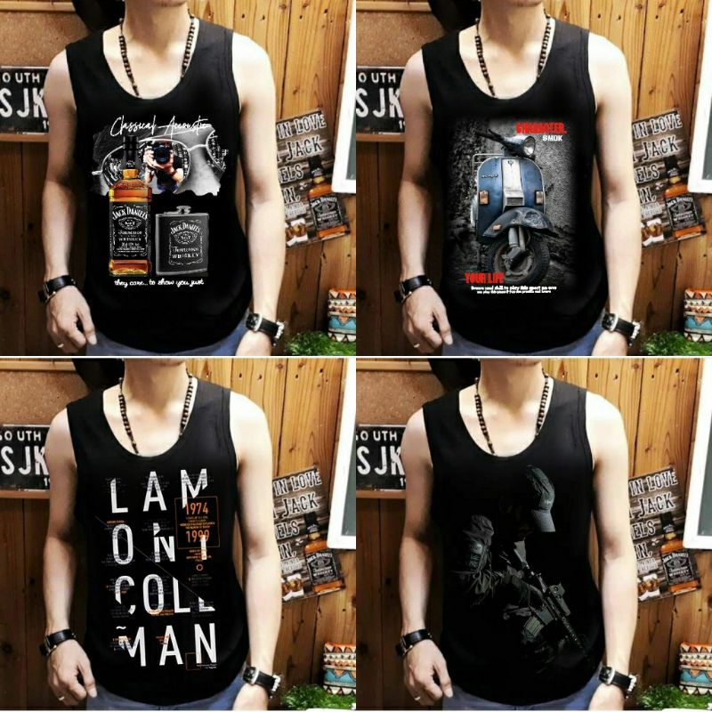 KAOS DALAM SINGLET PRIA MOTIF - BAHAN PE COTTON