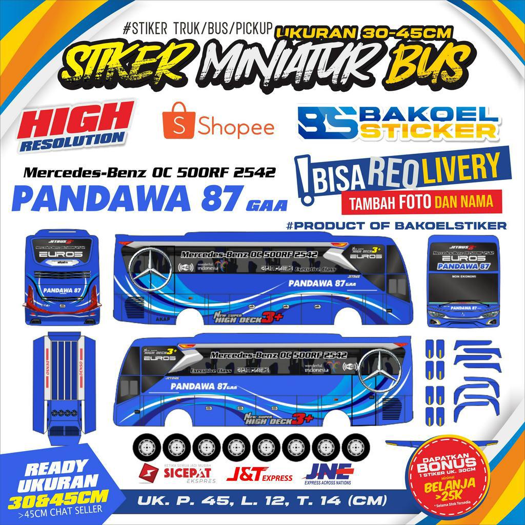 STIKER MINIATUR BUS PO.PANDAWA 87 | UK. 30 & 45CM