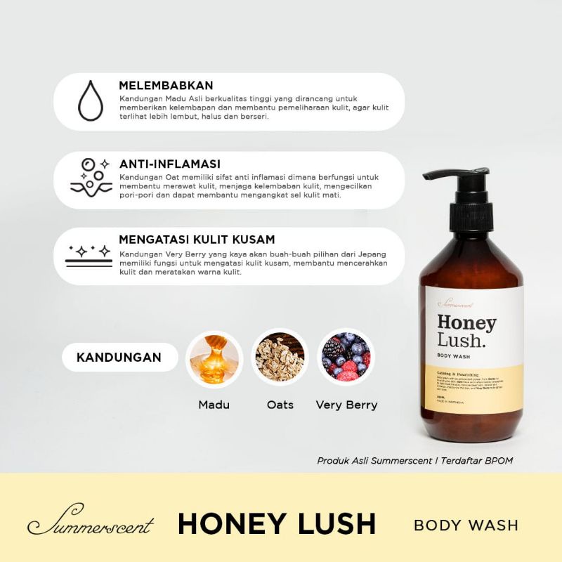 Summerscent Sabun Cair Honey Lush Pump 300 ml body wash BPOM