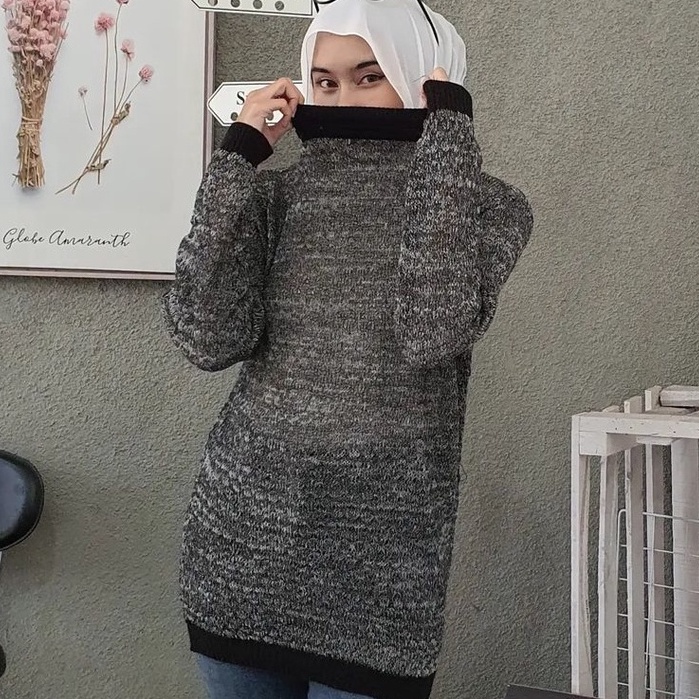 Zanah Sweater  Crewneck Wanita Osaka TurtleNeck Bahan Rajut Korean Style
