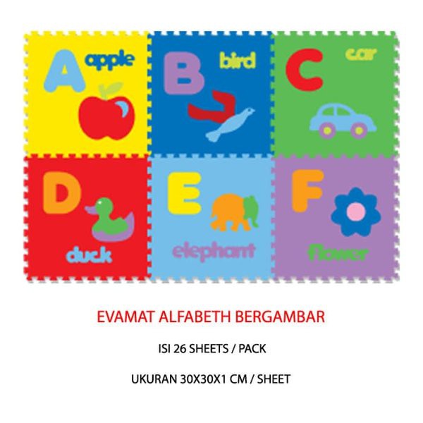 Evamat Playmat Matras Puzzle Karpet Lantai Alas Bermain Anak Balita Motif Huruf Abjad Gambar Besar