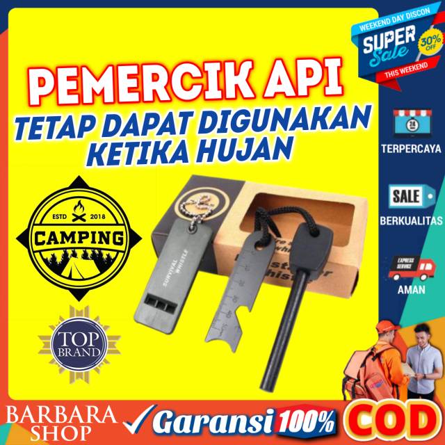 Peralatan Survival Magnesium Pemercik api dan Peluit Whistle Siul Korek api Peralatan Kemping Kemah