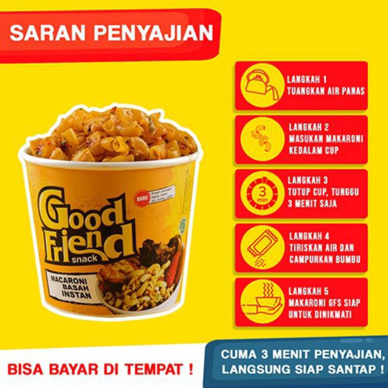 Macaroni Keju Basah Good Friend Tinggal Seduh Keju Melting Berasa Nikmat (65gr)