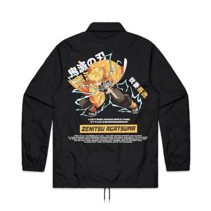 JAKET COACH ANIME KIMETSU NO YAIBA - ZENITSU AGATSUMA | WINDBREAKER CJ DEMON SLAYER ANIME KIMETSU NO