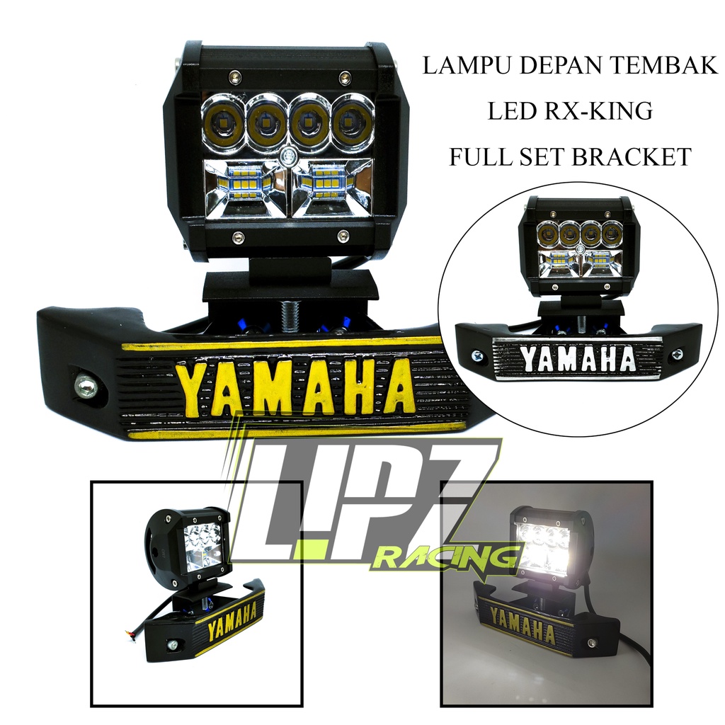 LAMPU DEPAN RX-KING LED FULL SET BREKET MODEL CR-4763 LED 10 PEARL BAHAN BESI ALUMINIUM