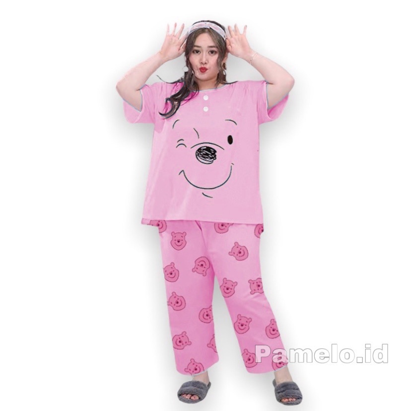 Pamelo Baju Tidur Baby doll Jumbo CP Piyama Bigsize Babydoll XXL Celana Panjang Busui Bumil CP Oversize CP Jumbo Baju Tidur Jumbo